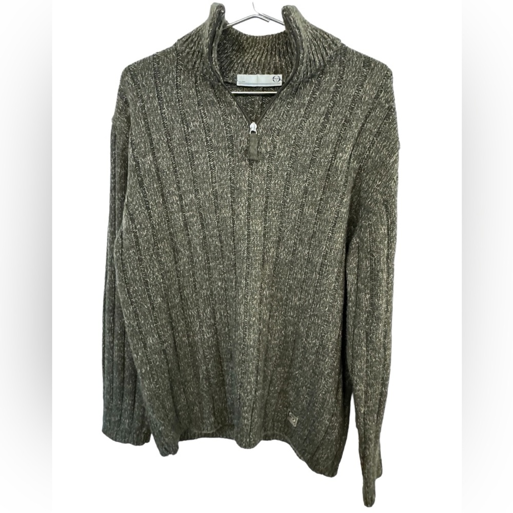 High End Vintage Milano Italy Knit Green Pullover High Neck Sweater Men’s XL